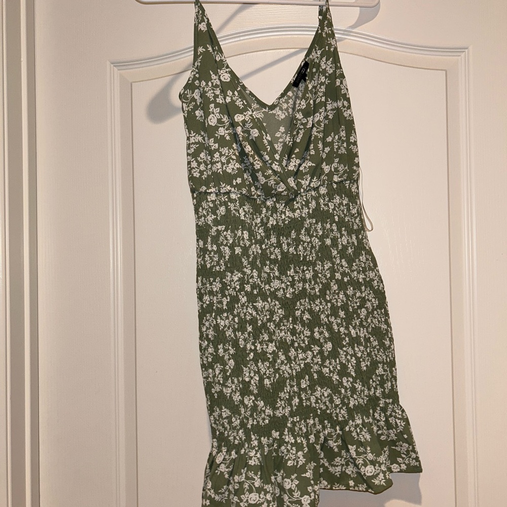 green flower body con dress